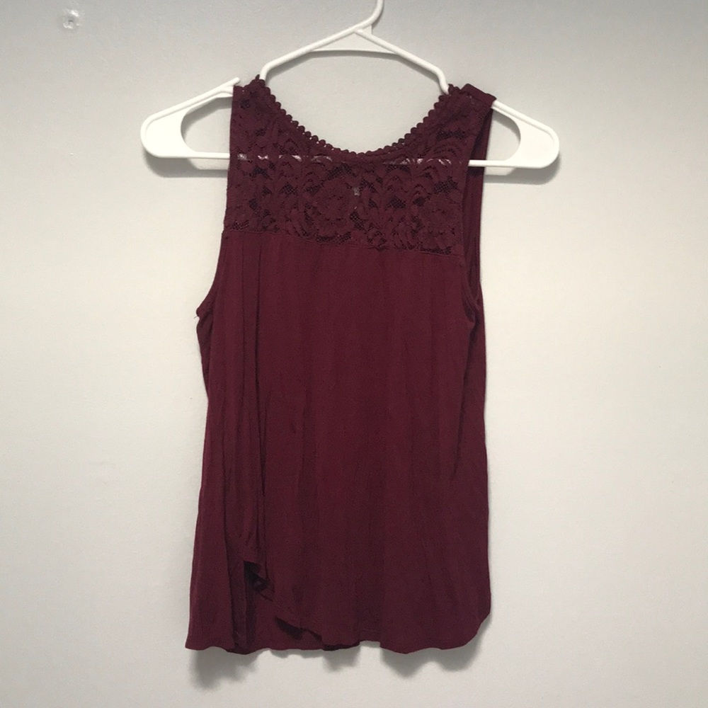 Lace top high neck tank